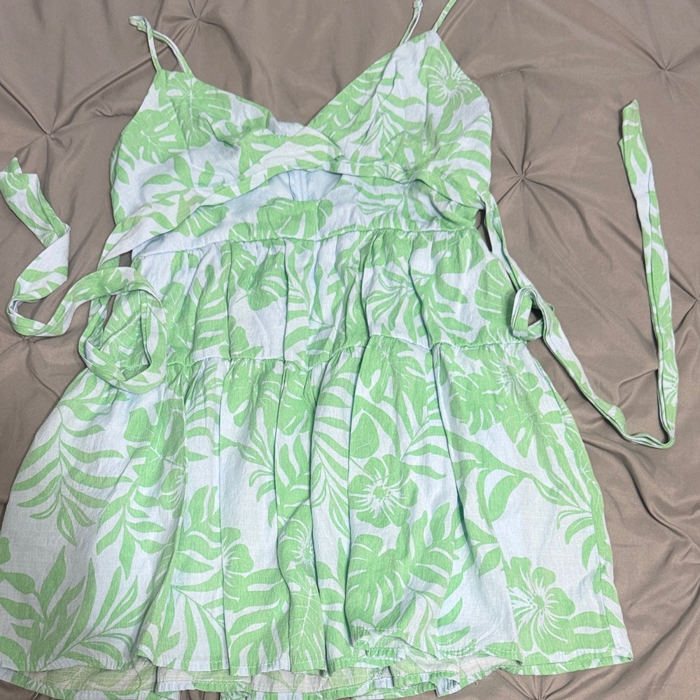 Trixxi Blue and Green Floral Dress